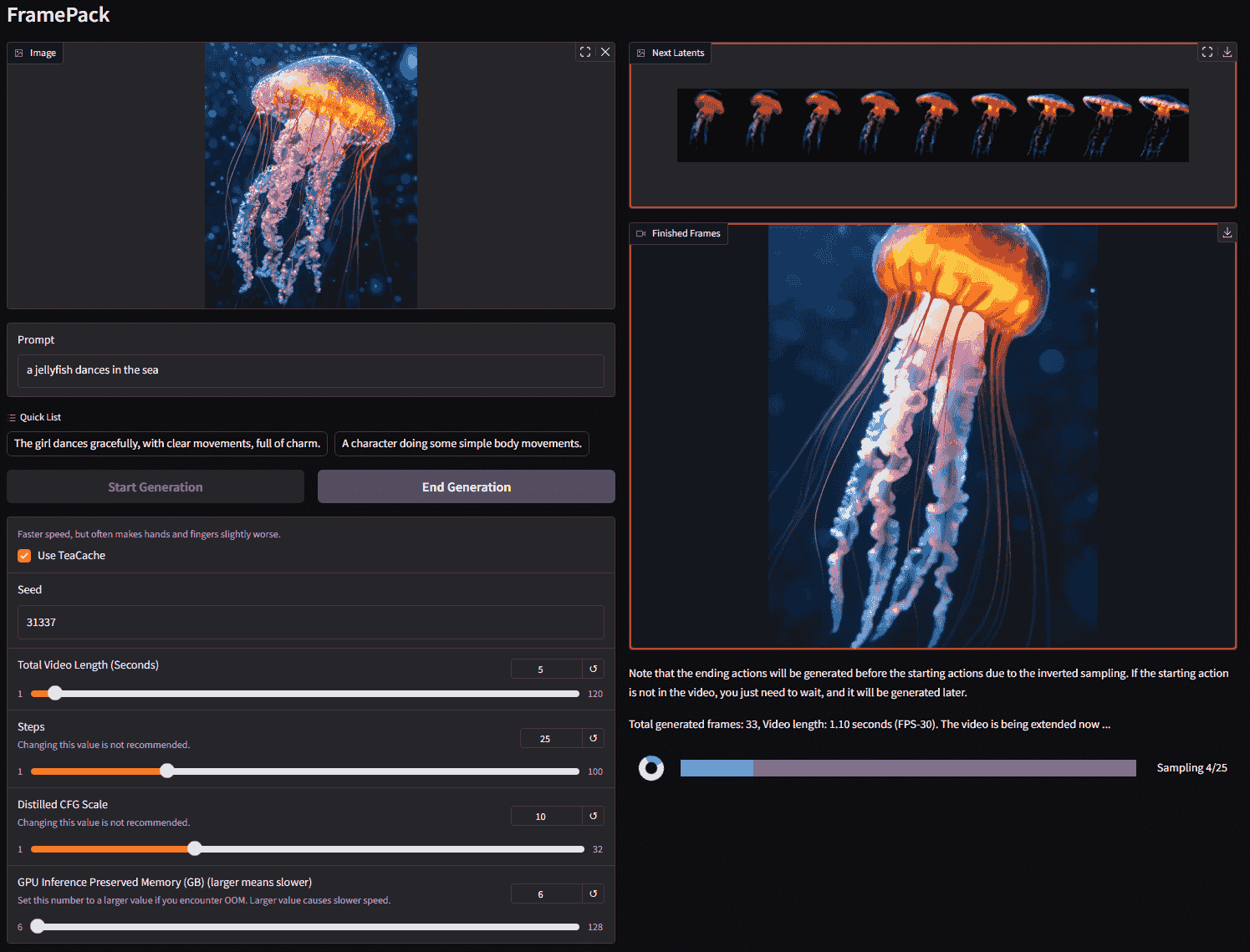 FramePack GUI Interface Preview FramePack GUI Interface Preview